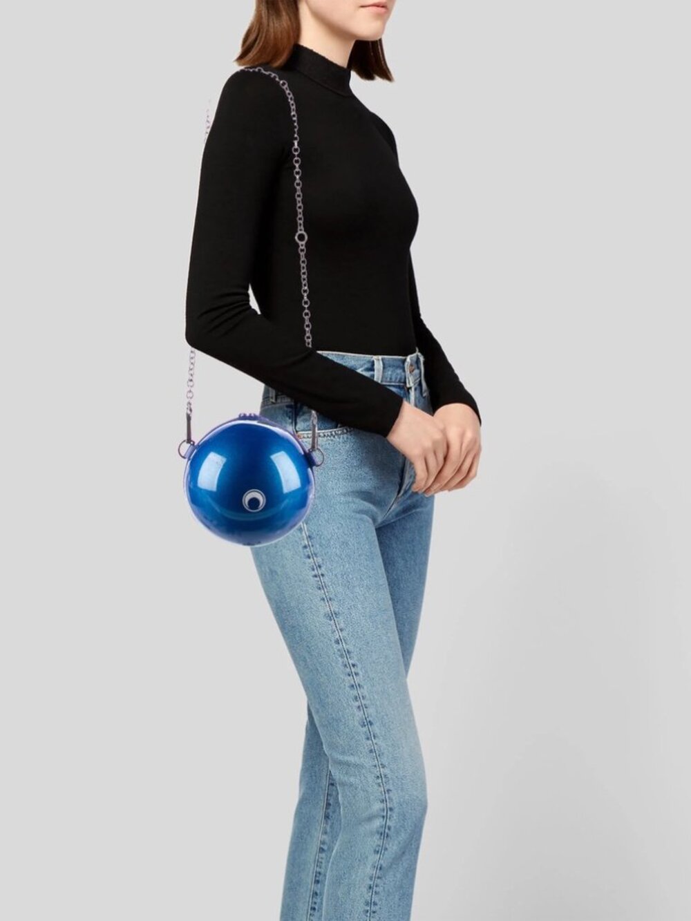 Marine Serre Mini Ball Chain Shoulder Bag Dark Sapphire